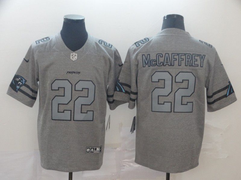 Men Carolina Panthers #22 Mccaffrey Grey Retro Nike NFL Jerseys